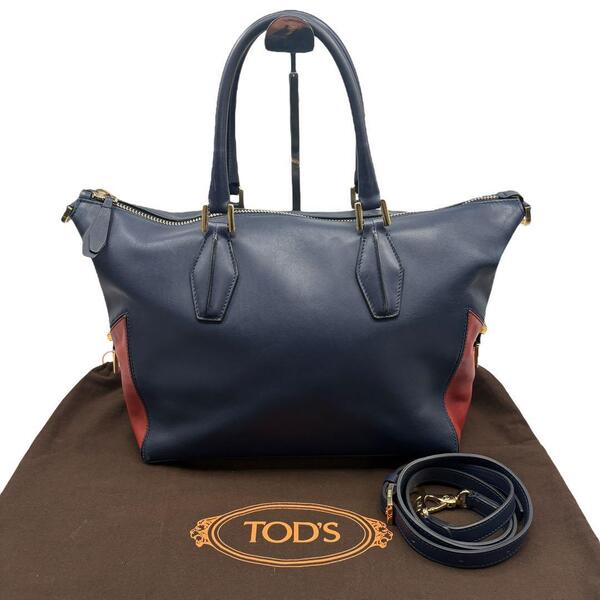 TOD'S トッズ トートバッグ Dバッグ レザー 2way ショルダーバッグ ハンドバッグ バイカラー ロゴ 金具 TODS 上品 大人 カジュアル A4