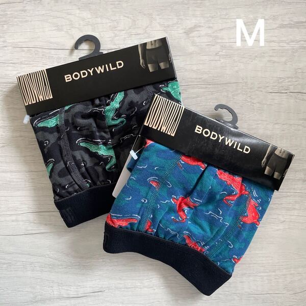 【新品未使用】 グンゼ GUNZE BODY WILD ボクサーパンツ 前とじ ボディワイルド M 下着 メンズ 紳士 ボクサーブリーフ 2枚 緑 赤 ワニ柄