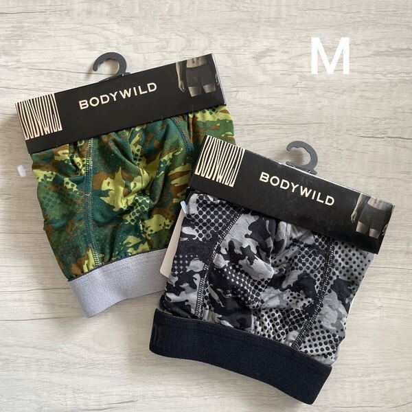 【新品未使用】 グンゼ GUNZE BODY WILD ボクサーパンツ 前とじ ボディワイルド M 下着 メンズ 紳士 ボクサーブリーフ 2枚 迷彩柄 吸汗速乾