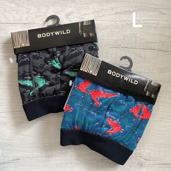 【新品未使用】 グンゼ GUNZE BODY WILD ボクサーパンツ 前とじ ボディワイルド L 下着 メンズ 紳士 ボクサーブリーフ 2枚 ワニ柄 綿混素材