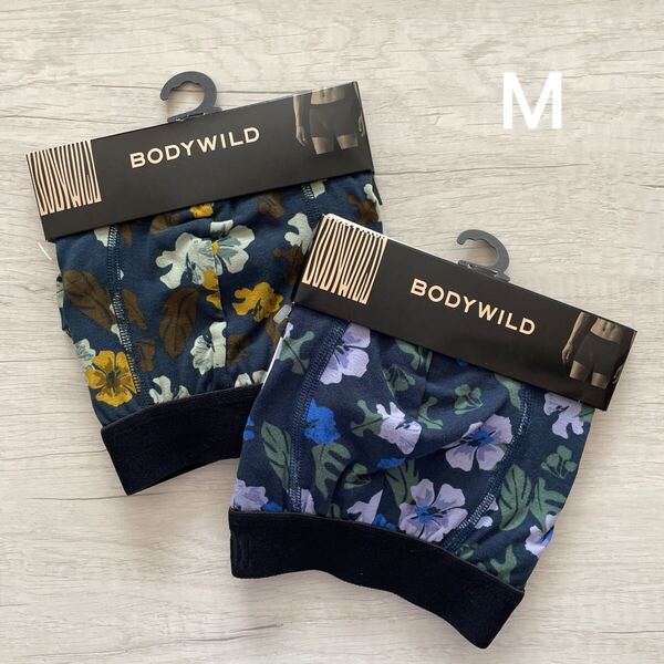 【新品未使用】 グンゼ GUNZE BODY WILD ボクサーパンツ 前とじ ボディワイルド M 下着 メンズ 紳士 ボクサーブリーフ 2枚 花柄 綿混素材