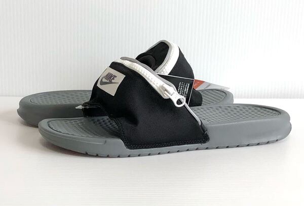 未使用(訳あり) 送料込 NIKE BENASSI JDI FANNY PACK 25cm/US7 黒/灰 ナイキ ベナッシ ファニーパック SANDAL サンダル ポケット付き