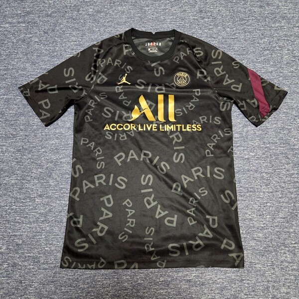 正規品【ナイキNIKE パリサンジェルマン ジョーダン 20-21 プレマッチ M】PSGプラシャツTシャツJORDANジョーダンブランド黒ユニフォーム