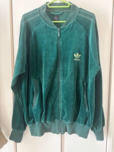 adidas アディダス ベロア ジャージ トラックジャケット グリーン ゴールド