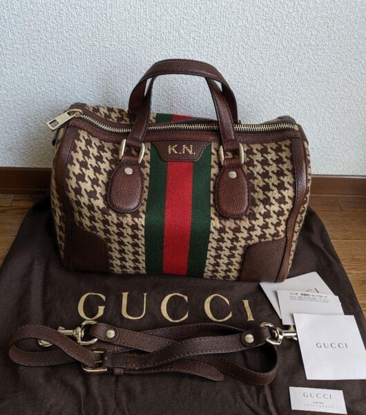 新品同様 GUCCI 2wayバッグ 確実正規 ボストン ショルダーバッグ グッチ オールドグッチ