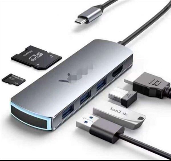 6 in 1 USB C ハブ USB3.0データ SD / TFカードリーダー