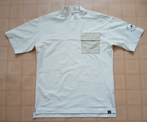即決 New Balance GOLF メンズ半袖モックネックシャツ ライトベージュ 5サイズ Lサイズ相当 ニューバランスゴルフ
