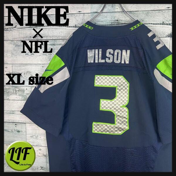 ナイキ NFL 全刺繍 シーホークス アメフトゲームシャツ XL 5474