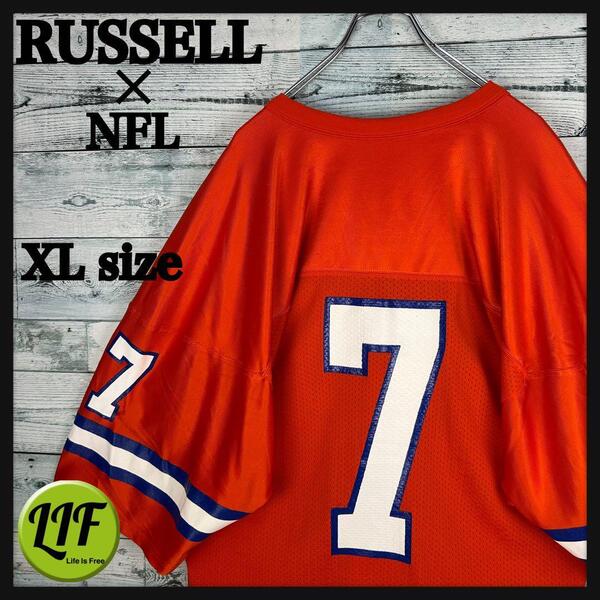 ラッセル NFL ブロンコス アメフトゲームシャツ XL 5523