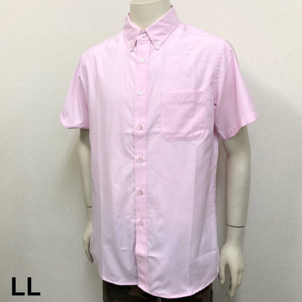 即決新品 メンズ 半袖シャツ 形態安定 ピンク LL 送料無料