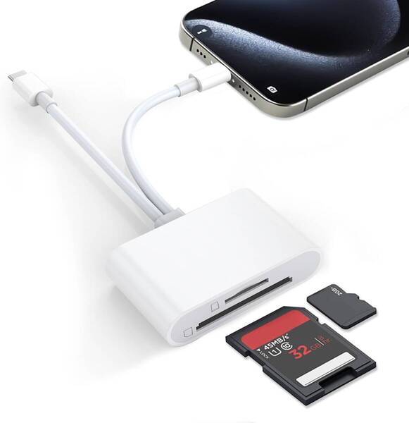 SDリーダー 2in1 i-Phone/Type-c TF SD microSD 変換アダプタ 最大1TB対応 Micro SD/SDカード両対応 写真/ビデオ USB3.0 双方向 高速伝送