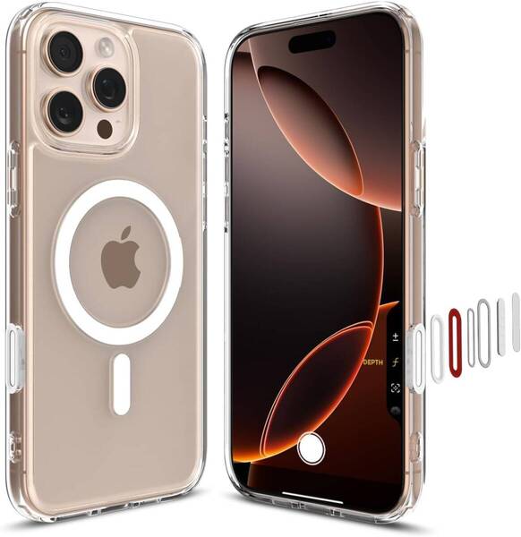 Spigen 【カメラコントロールカバー付き】iPhone 16 Pro ケース MagSafe対応 ウルトラ・ハイブリッドT・マグフィット (ホワイト)