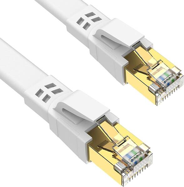 Ankuly CAT8 LANケーブル カテゴリー8 ウルトラフラットケーブル 40Gbps/2000MHz ランケーブル FTPシールド CAT8準拠 (2mホワイト)