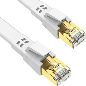Ankuly CAT8 LANケーブル カテゴリー8 ウルトラフラットケーブル 40Gbps/2000MHz ランケーブル FTPシールド CAT8準拠 (2mホワイト)