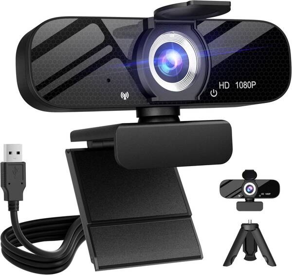 Tewiky WEBカメラ HD 1080p 120° 200万画素 固定フォーカスレンズ HD光補正機能付き WEBカメラ デュアルマイク内蔵 ビデオ会議/授業用