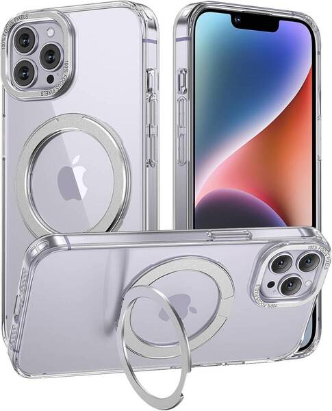 【Magsafe対応・スタンド付き】Mcoifull iPhone 13 Proケースマグネット搭載 ワイヤレス充電 耐衝撃 アジャスタブルスタンド クリア