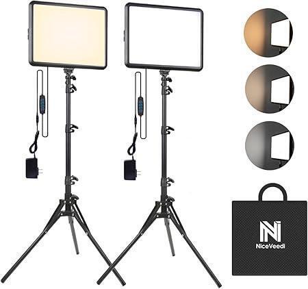 NiceVeedi 2パック撮影用ライト LEDビデオライト 写真スタジオ撮影 2800-6500K三色調光可能な照明撮影ライトキット