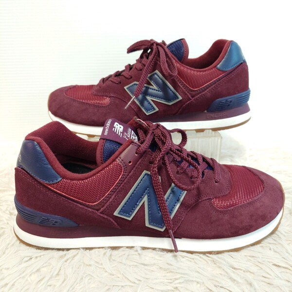 美品 new balance ニューバランス 574 スニーカー シューズ 靴 27.5cm メンズ ワインレッド 小豆色