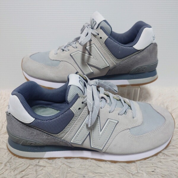 美品 new balance ニューバランス 574 スニーカー シューズ 靴 27.5cm メンズ ライトグレー 薄灰色