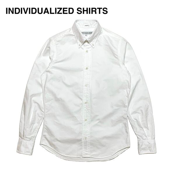 ☆美品 INDIVIDUALIZED SHIRTS インディビジュアライズドシャツ スリムフィット オックスフォード BDシャツ 白 USA製 ボタンダウン 古着