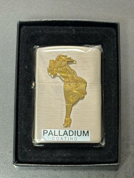 zippo WINDY PALLADIUM ウィンディ パラジウム 年代物 2001年製 ゴールド 立体メタル 希少品 バルガガール FIRST LADY ケース 保証書