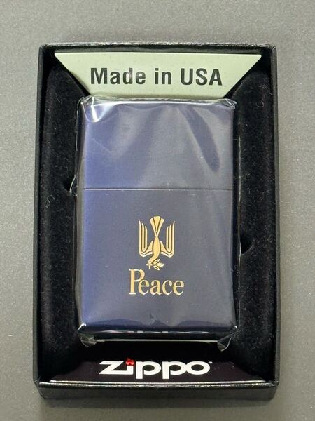 zippo ピース ブルーチタン Peace 限定品 2020年製 ゴールド刻印 たばこメーカー 懸賞品 PEACE BLUE TITAN デットストック ケース 保証書
