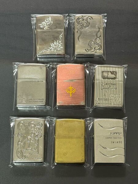 zippo おまとめ 8点 年代物 含む 限定品 ガンダム 両面加工品 silver シルバー デットストック