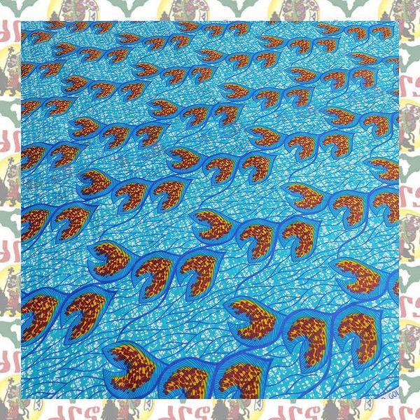 【SALE/180cm x 110cm/2ヤード】アフリカンプリント生地 barg-r63 アフリカ布 アフリカ生地 ゴールドプリント アンカラ キテンゲ