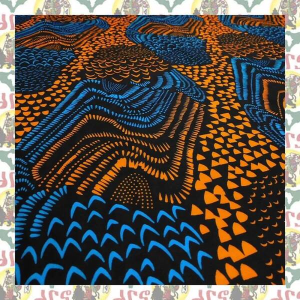 【SALE/180cm x 110cm/2ヤード】アフリカンプリント生地 barg-o87 アフリカ布 アフリカ生地 ゴールドプリント アンカラ キテンゲ