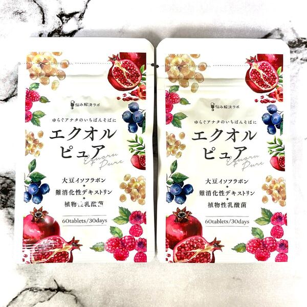 新品 女性に嬉しい成分 贅沢配合 エクオルピュア エクオール 乳酸菌 イソフラボン ビタミン サプリ 大豆イソフラボン 美容 2袋セット