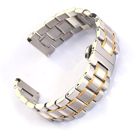 シルバー×ゴールド 18mm 腕時計 ステンレス ブレスレット フラットエンド 社外新品 オメガ シーマスター スピードマスター OMEGA などに