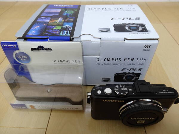 【美品】オリンパス Olympus PEN Lite E-PL5 レリーズ回数735回、フラッシュ、ジャケット、標準ズームレンズ、望遠ズームレンズ