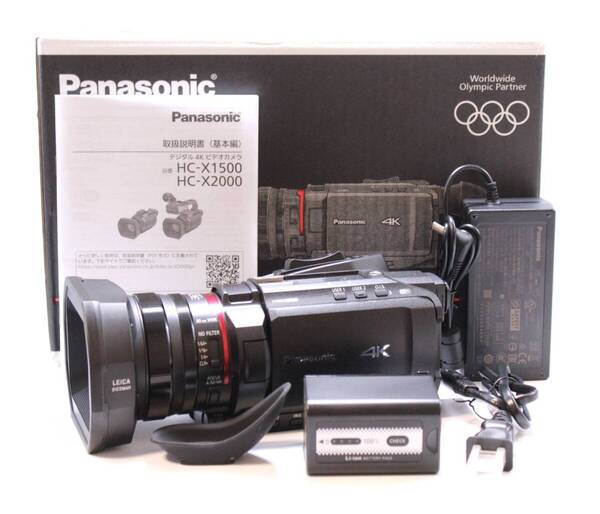 【通電1時間】Panasonic HC-X1500-K ブラック 4K ビデオカメラ X1500 SDダブルスロット 光学24倍ズーム