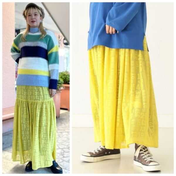 美品 BEAMS BOY ナンバリング レース ティアード スカート 定価18480円 ペチコート インナー 付き