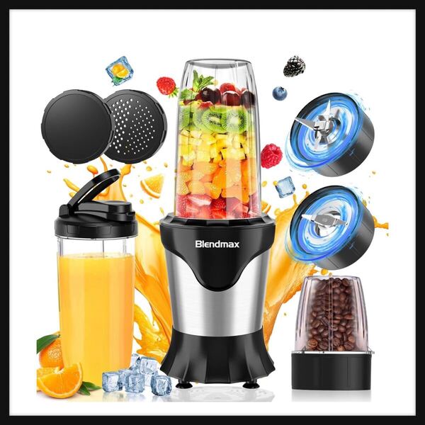 【開封のみ】Blendmax【10点セット・氷も砕ける】ミキサー ジューサー パワフル 850Wハイパワー コーヒーミル 一台多役 氷も砕ける 600ml