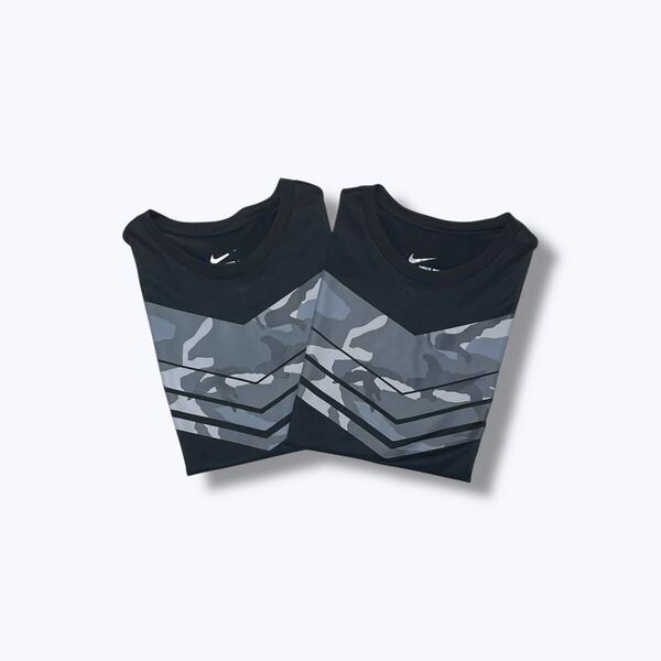 NIKE ナイキ 半袖 トレーニングTシャツ 2枚セット 黒 迷彩 カモフラ L