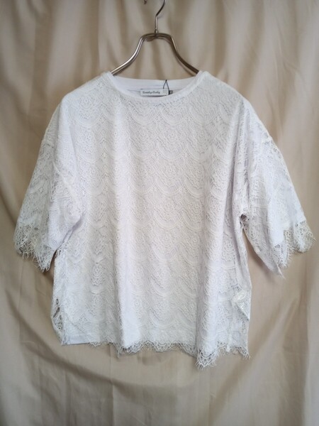 12666 ★★ SEVENDAYS=SUNDAY五分袖Teeセット レースプルオーバー 新品 M 定価2990円