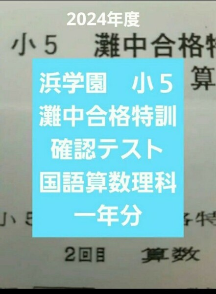 浜学園 小5 2024年度 灘中合格特訓 確認テスト 国語算数理科 セット 一年分