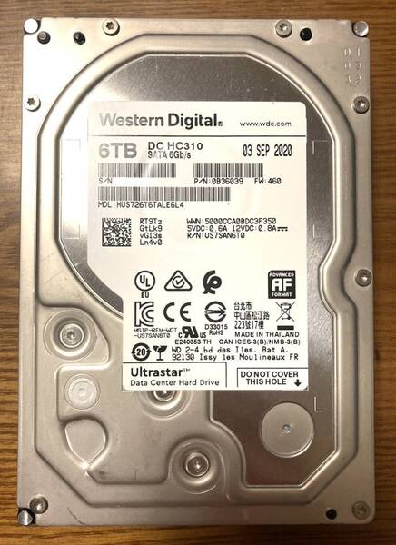 【状態◎】Western Digital ウェスタンデジタル Ultrastar シリーズ HUS726T4TALA6L4 3.5インチ HDD 4TB(高パフォーマンス・高耐久性HDD)