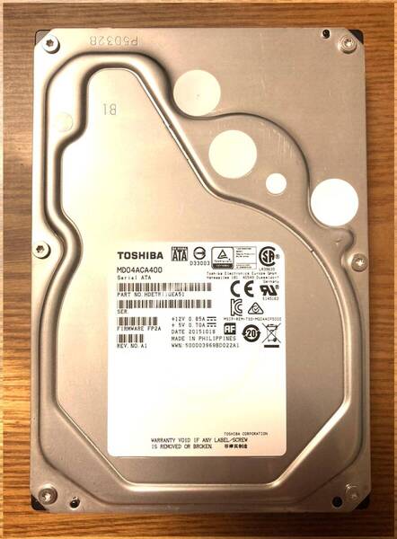 【状態◎】東芝 Toshiba MDシリーズ MD04ACA400 3.5インチHDD 4TB(高信頼HDD)