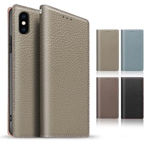 TENSIK iPhone Xs Max ケース 手帳 付き カードポケッ トギフトボックス付き グレー×ピンク 165