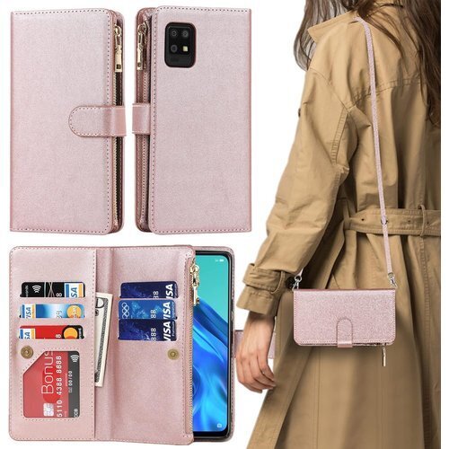 AQUOS Zero6 ケース 手帳型 ショルダー ク ディケース カード入れ スマホケース 携帯カバー ピンク 207