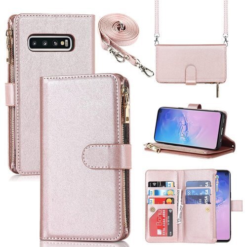 Pelanty for Galaxy S10 縄掛けケ き 落下防止 耐衝撃 全面保護 肩縄付き-ローズゴールド 239