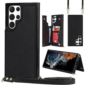 Pelanty For Galaxy S22 Ultr クシー S22 Ultra スマホケース 横開-ブラック 270
