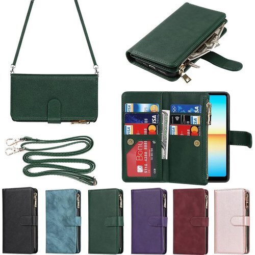 Eastwave for Xperia ACE III 入れ ファスナーポケット付き PUレザー 6色 グリーン 386