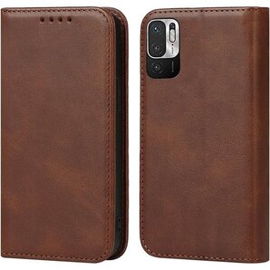 Xiaomi適用 Redmi Note 10 JE ケ ード入れ スタンド 落ち着いた色 レトロ ダークブラウン 423