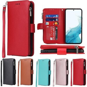 Eastwave Galaxy S22 ケース サムス 小銭入れ ファスナーポケット付き PUレザー 5色レッド 573