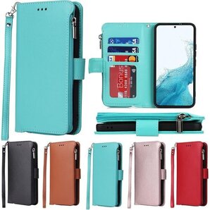 Eastwave Galaxy S22 ケース サムス ファスナーポケット付き PUレザー 5色ライトグリーン 574