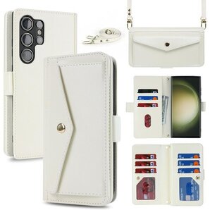 Hamany galaxy s23 ultra ケース 肩がけ 首掛け 斜め掛け カバー -アンバー ホワイト 740