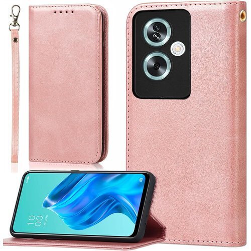 OPPO A79 5G ケース 手帳型 ストラップ お ード カード入れ スタンド 落ち着いた色 レトロ ピンク 840
